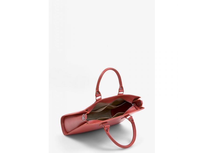 Женская кожаная сумка Fancy A4 красная, фото 4