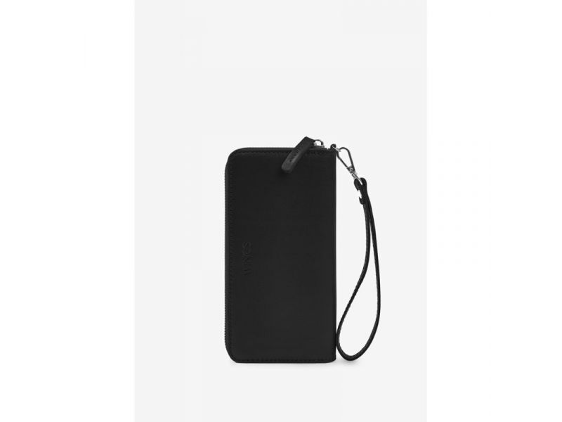 Кожаное портмоне на молнии Monik черное, фото 1