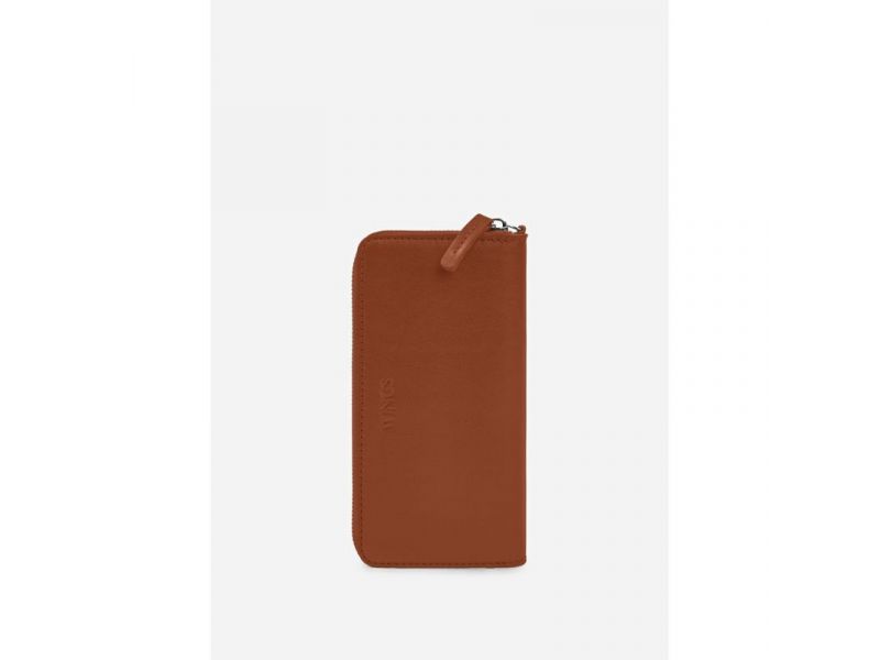 Кожаное портмоне на молнии Monik светло-коричневое, фото 4