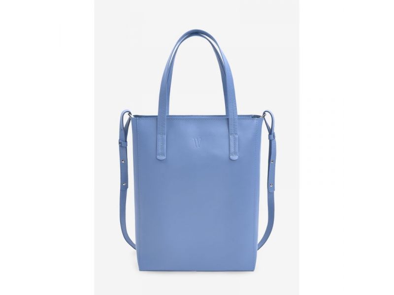 Кожаный шоппер Nancy голубой, фото 1