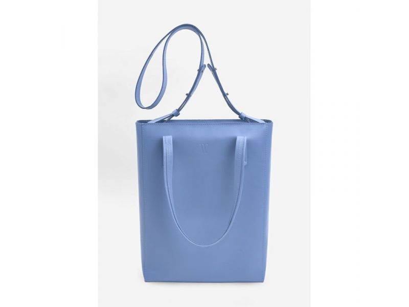 Кожаный шоппер Nancy голубой, фото 2