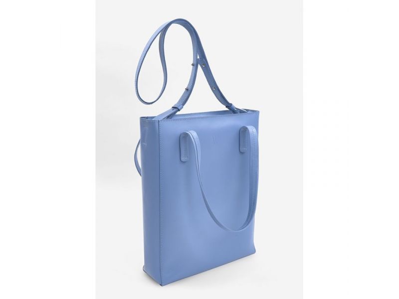 Кожаный шоппер Nancy голубой, фото 3
