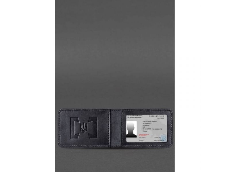 Кожаная обложка для удостоверения БЭБ (Бюро экономической безопасности Украины) Черная, фото 3
