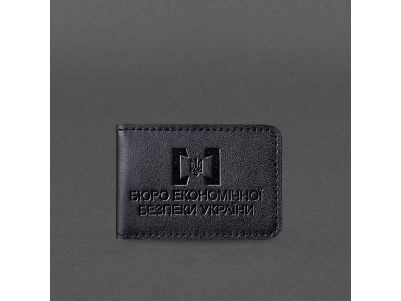 Кожаная обложка для удостоверения БЭБ (Бюро экономической безопасности Украины) Черная, фото 6