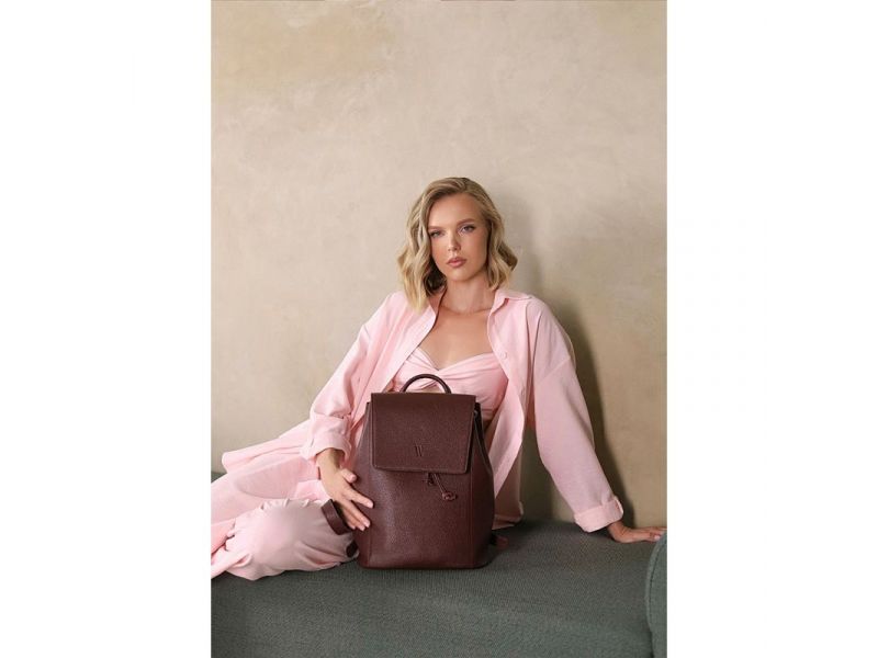 Женский кожаный рюкзак Kim бордовый флотар, фото 1