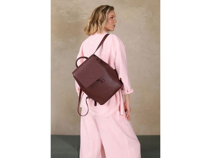 Женский кожаный рюкзак Kim бордовый флотар, фото 2