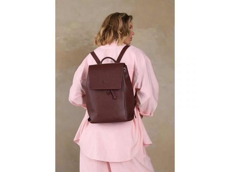 Женский кожаный рюкзак Kim бордовый флотар, фото 3