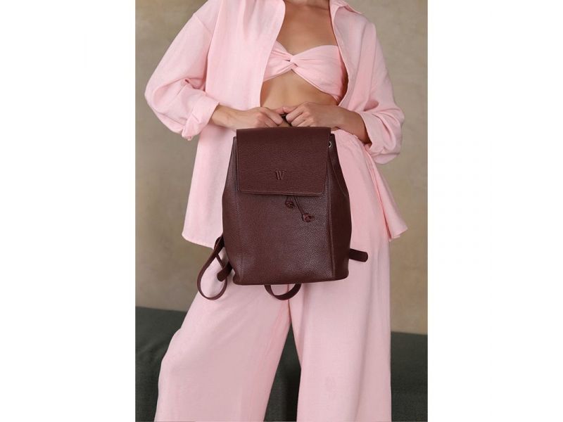 Женский кожаный рюкзак Kim бордовый флотар, фото 7