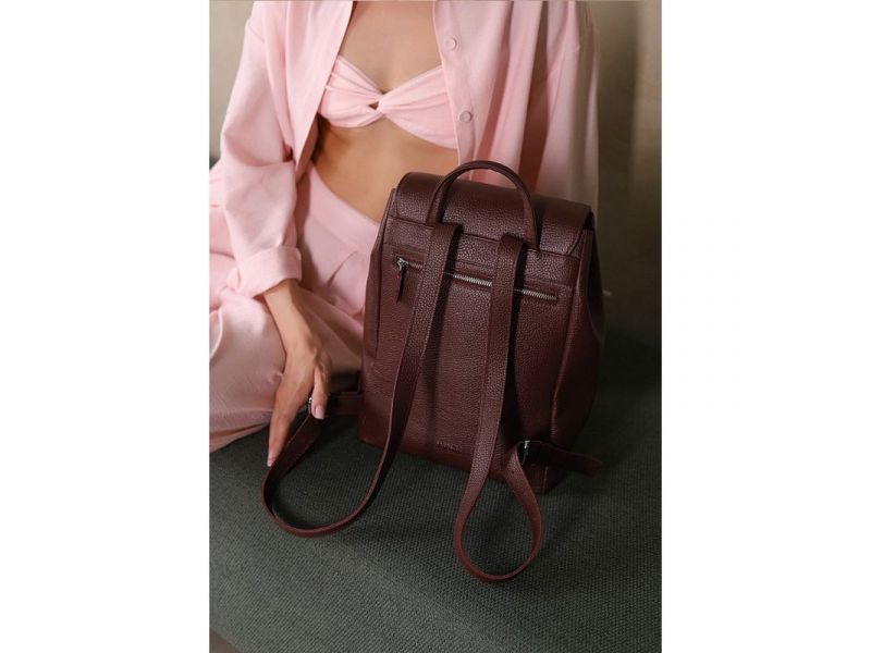 Женский кожаный рюкзак Kim бордовый флотар, фото 5