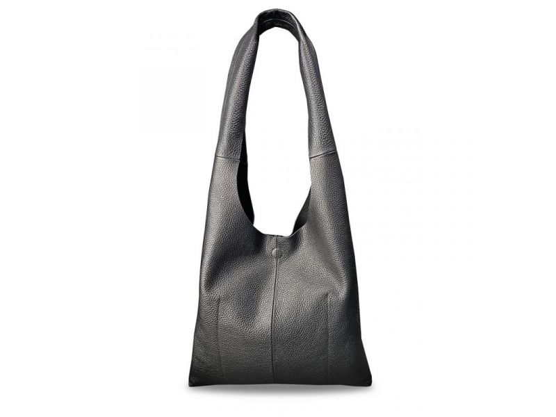 Кожаная сумка шопер Nika черный зернистый, фото 4