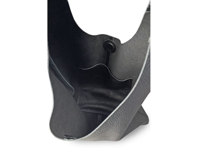 Кожаная сумка шопер Nika черный зернистый, фото 3