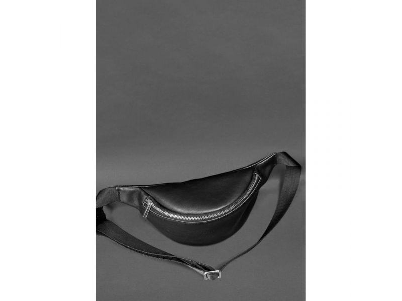 Кожаная поясная сумка-бананка Kanny черная, фото 3