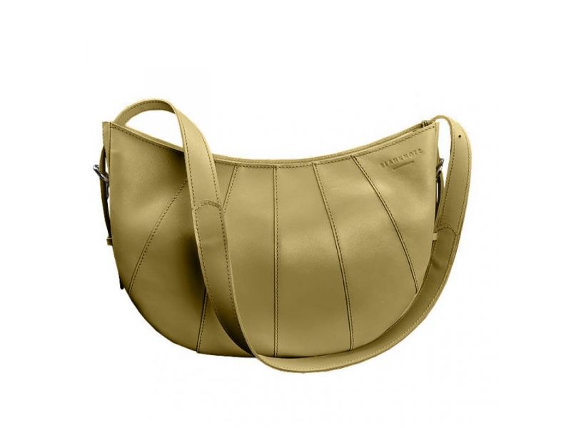 Кожаная женская сумка Круассан оливковая, фото 6