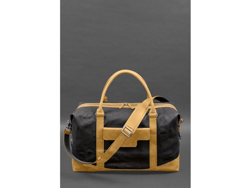 Дорожная сумка из канваса и натуральной желтой кожи  Crazy Horse, фото 1