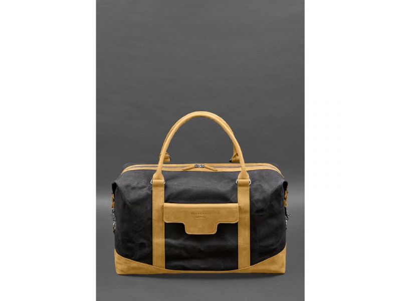 Дорожная сумка из канваса и натуральной желтой кожи  Crazy Horse, фото 2