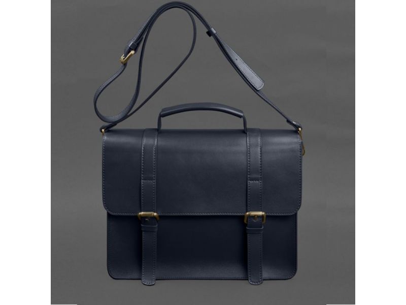 Кожаная сумка-портфель Porte синий, фото 8