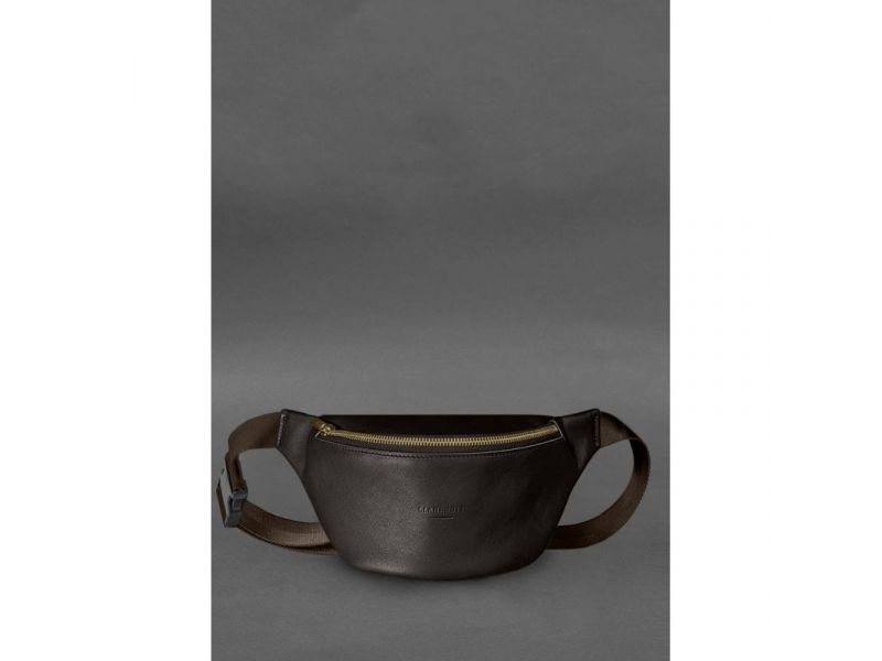 Кожаная поясная сумка-бананка Kanny темно-коричневая, фото 1