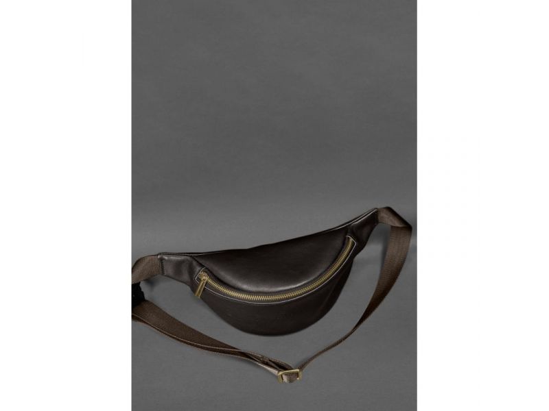 Кожаная поясная сумка-бананка Kanny темно-коричневая, фото 3