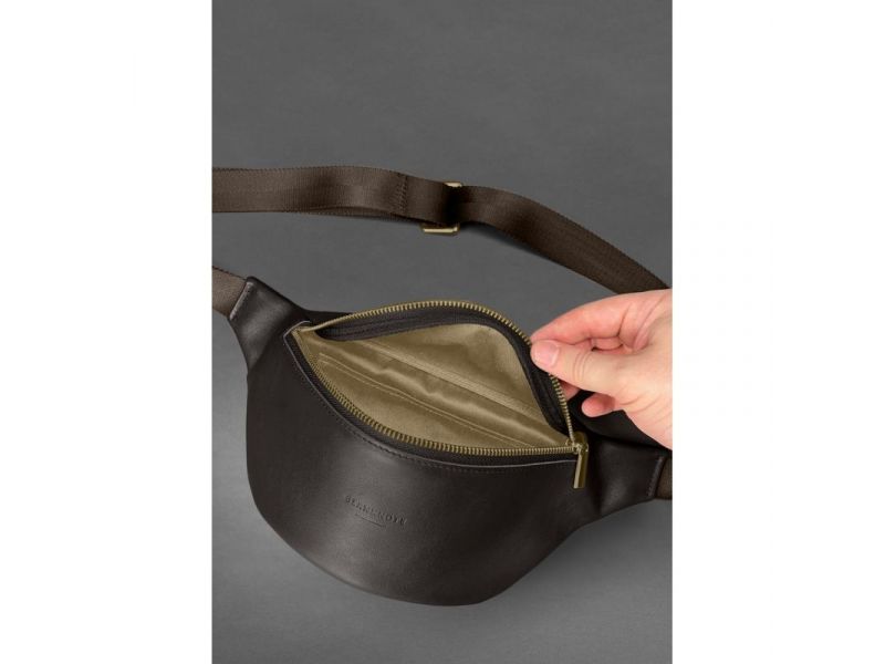 Кожаная поясная сумка-бананка Kanny темно-коричневая, фото 4