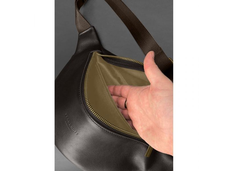 Кожаная поясная сумка-бананка Kanny темно-коричневая, фото 5