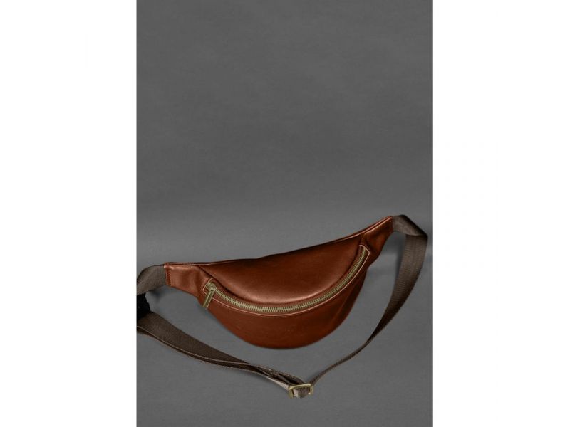 Кожаная поясная сумка-бананка Kanny светло-коричневая, фото 3