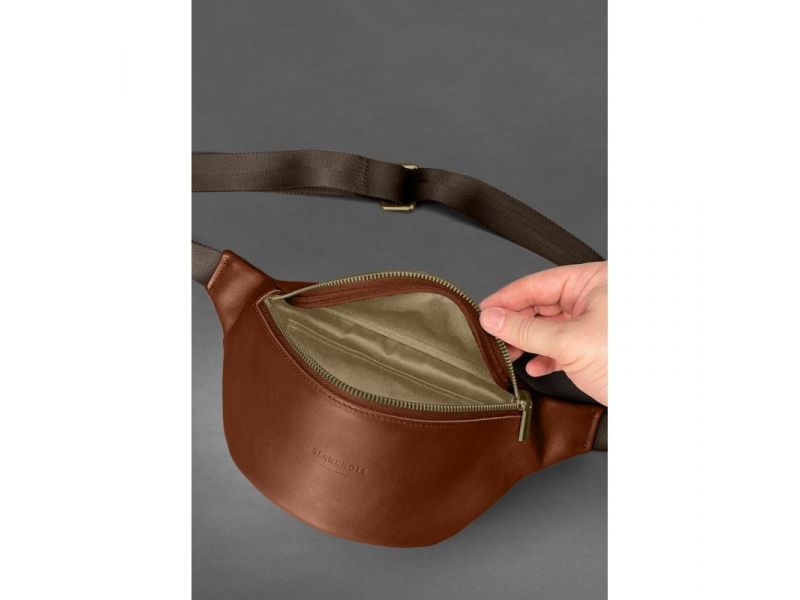 Кожаная поясная сумка-бананка Kanny светло-коричневая, фото 4