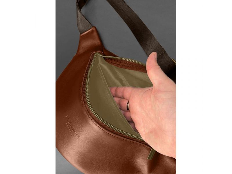 Кожаная поясная сумка-бананка Kanny светло-коричневая, фото 5