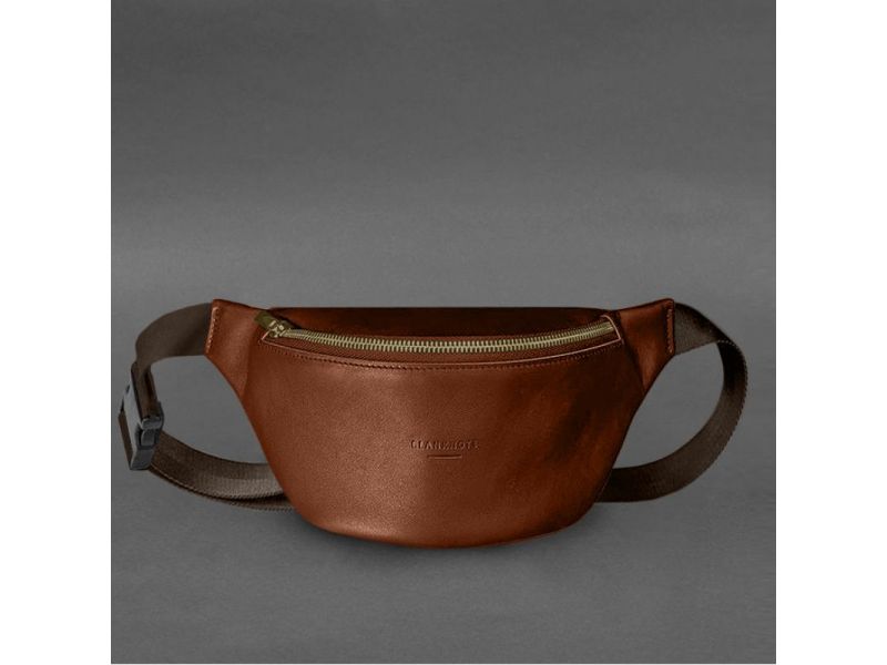 Кожаная поясная сумка-бананка Kanny светло-коричневая, фото 6