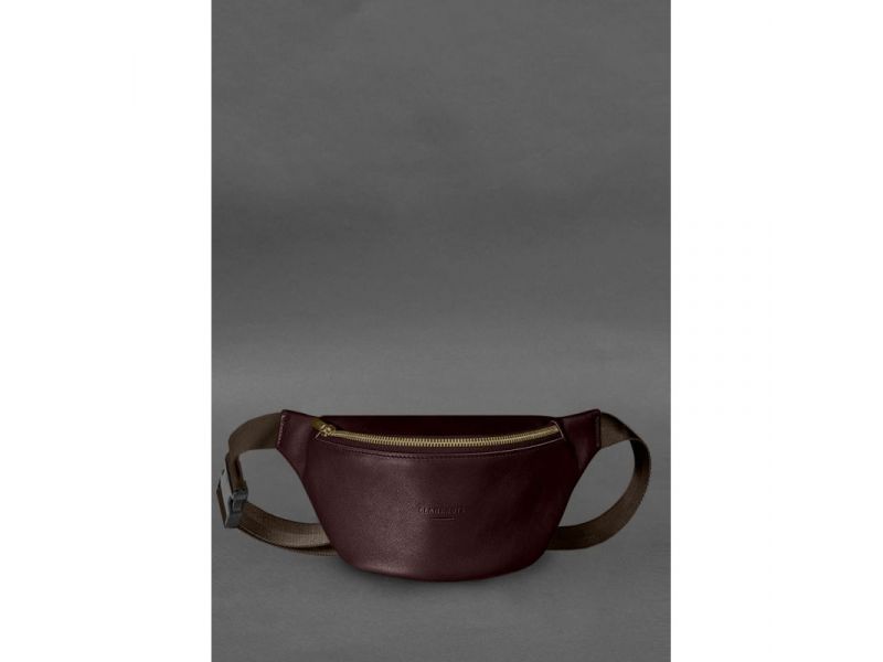 Кожаная поясная сумка-бананка Kanny бордовая, фото 1