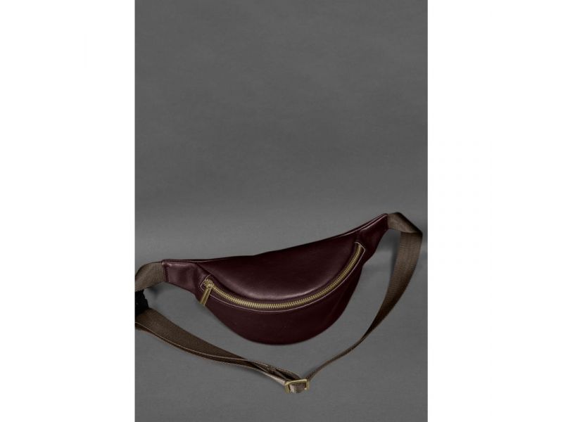 Кожаная поясная сумка-бананка Kanny бордовая, фото 3