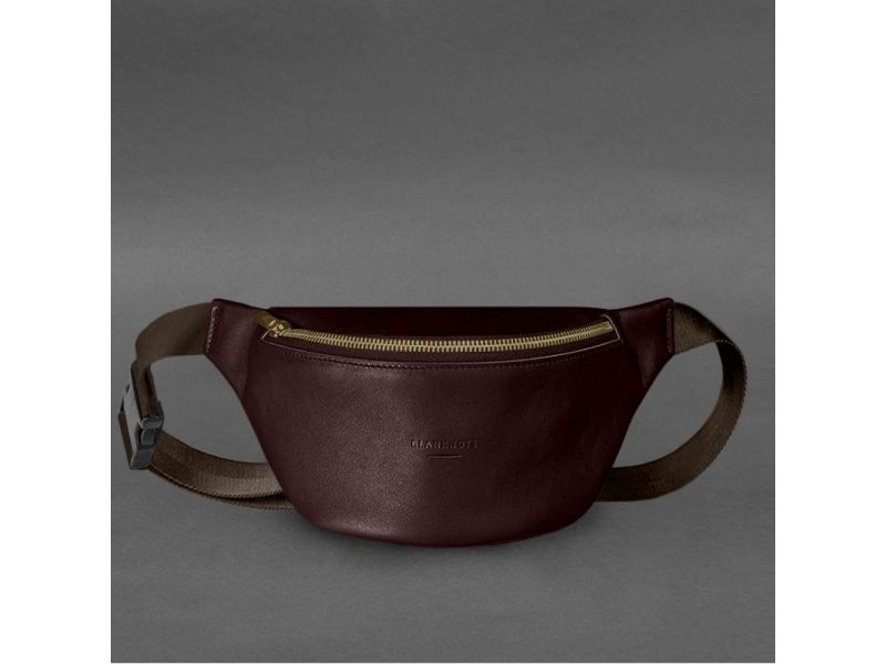 Кожаная поясная сумка-бананка Kanny бордовая, фото 6