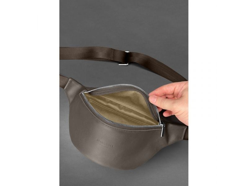 Кожаная поясная сумка-бананка Kanny темно-бежевая, фото 4