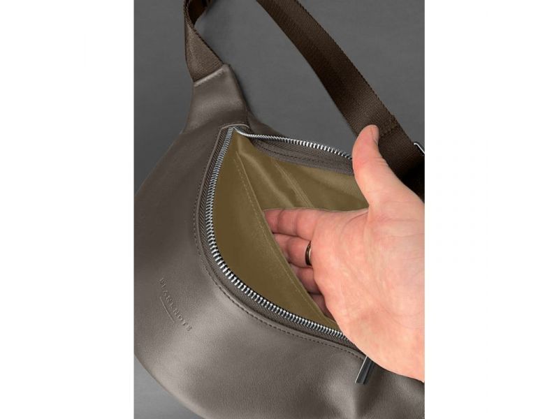 Кожаная поясная сумка-бананка Kanny темно-бежевая, фото 5