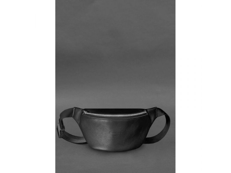 Кожаная поясная сумка-бананка Kanny черная, фото 1