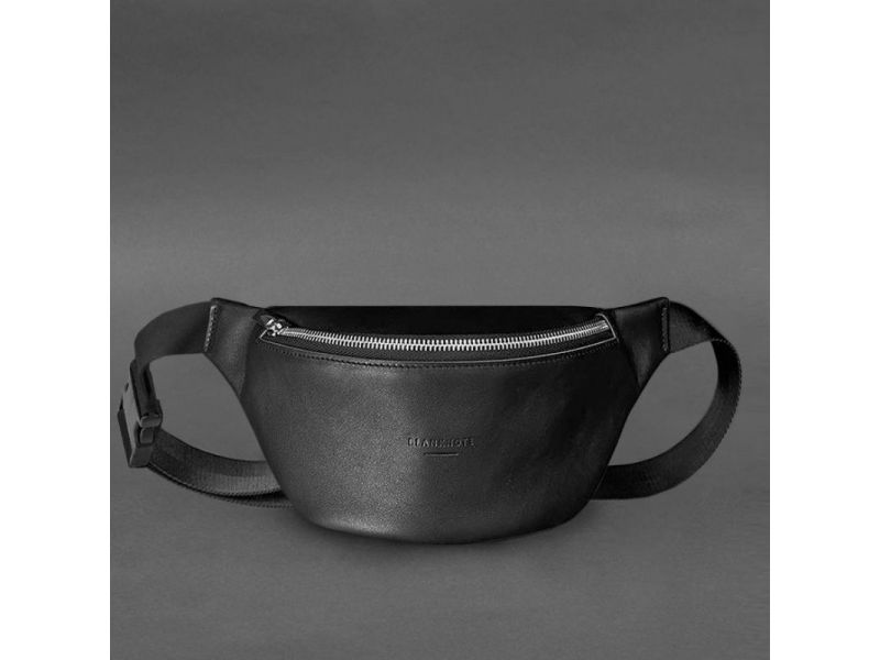 Кожаная поясная сумка-бананка Kanny черная, фото 6