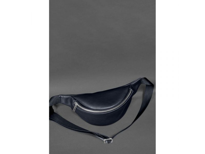 Кожаная поясная сумка-бананка Kanny синяя, фото 3