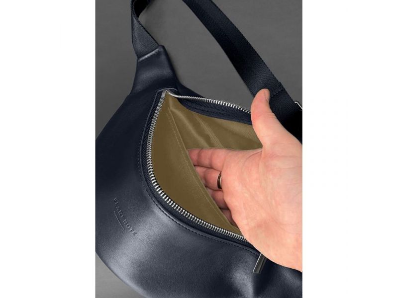 Кожаная поясная сумка-бананка Kanny синяя, фото 5