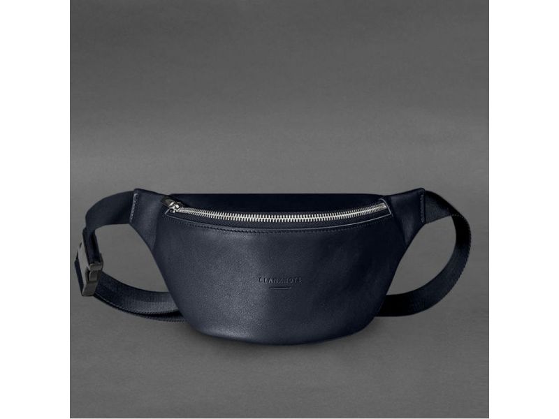 Кожаная поясная сумка-бананка Kanny синяя, фото 6