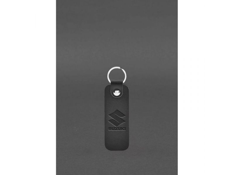 Кожаный брелок для Авто SUZUKI черный краст, фото 1