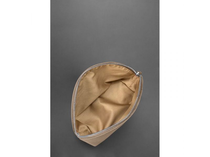 Женская кожаная косметичка 8.0 Светло-бежевая, фото 4