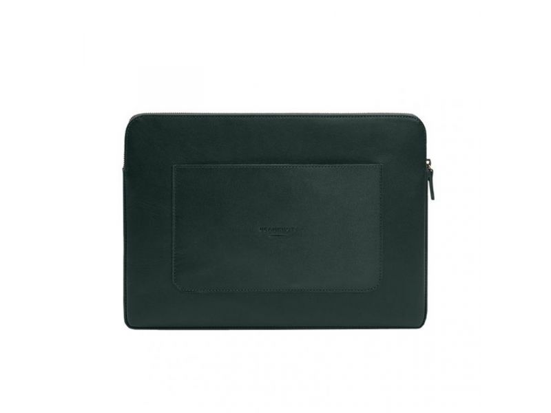 Кожаный чехол для ноутбука на молнии с хлястиком и карманом Зеленый, фото 8