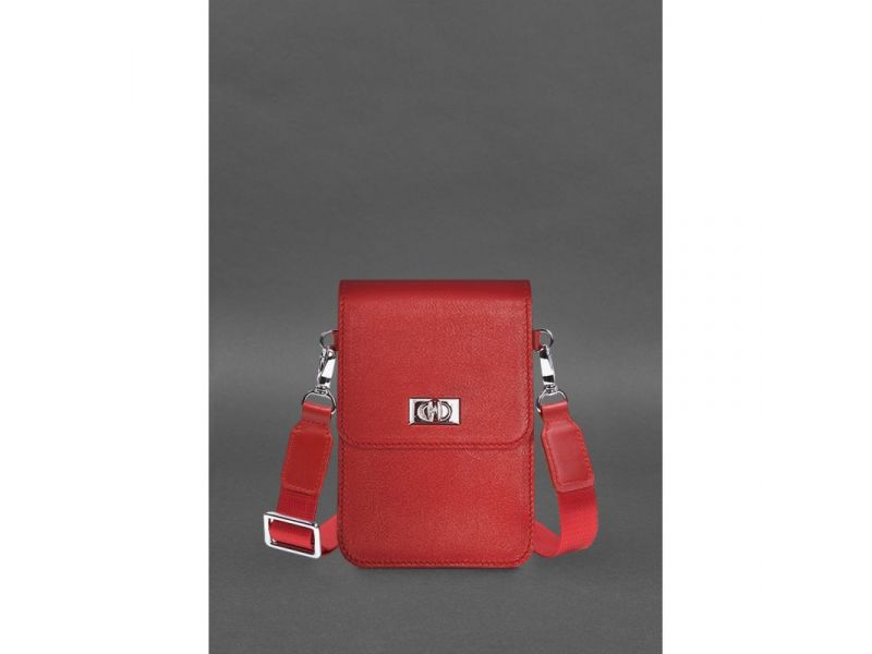 Кожаная сумка-чехол для телефона Tina Красная, фото 2