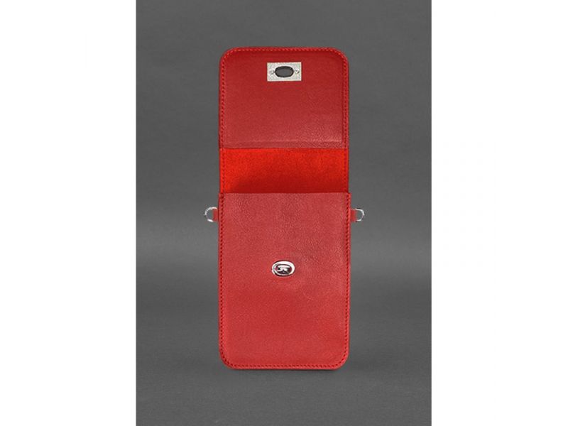 Кожаная сумка-чехол для телефона Tina Красная, фото 5