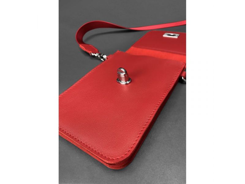 Кожаная сумка-чехол для телефона Tina Красная, фото 8