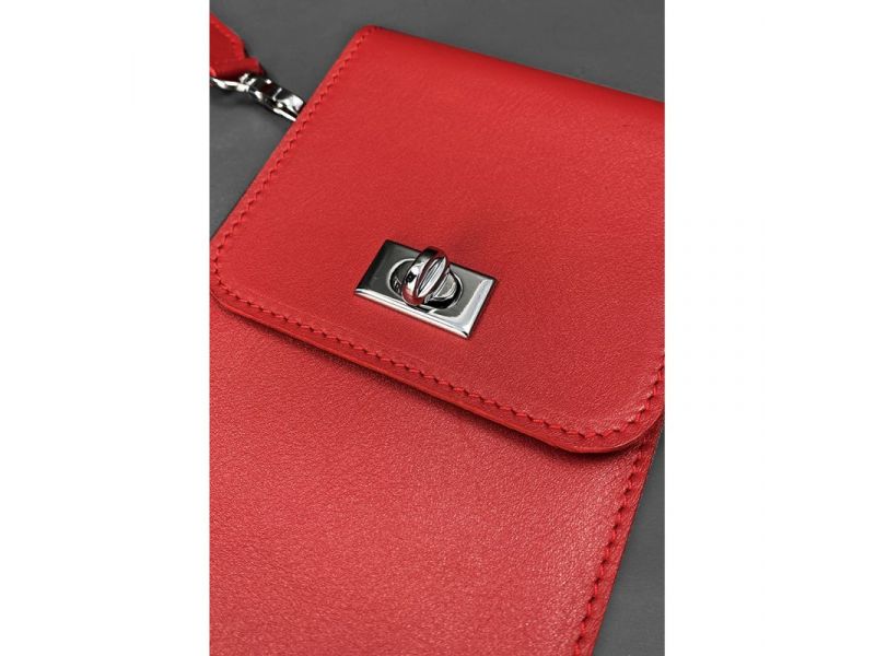Кожаная сумка-чехол для телефона Tina Красная, фото 9