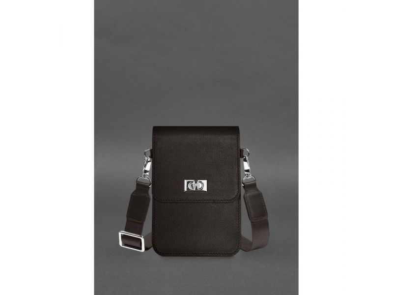 Кожаная сумка-чехол для телефона Tina Темно-коричневая, фото 1