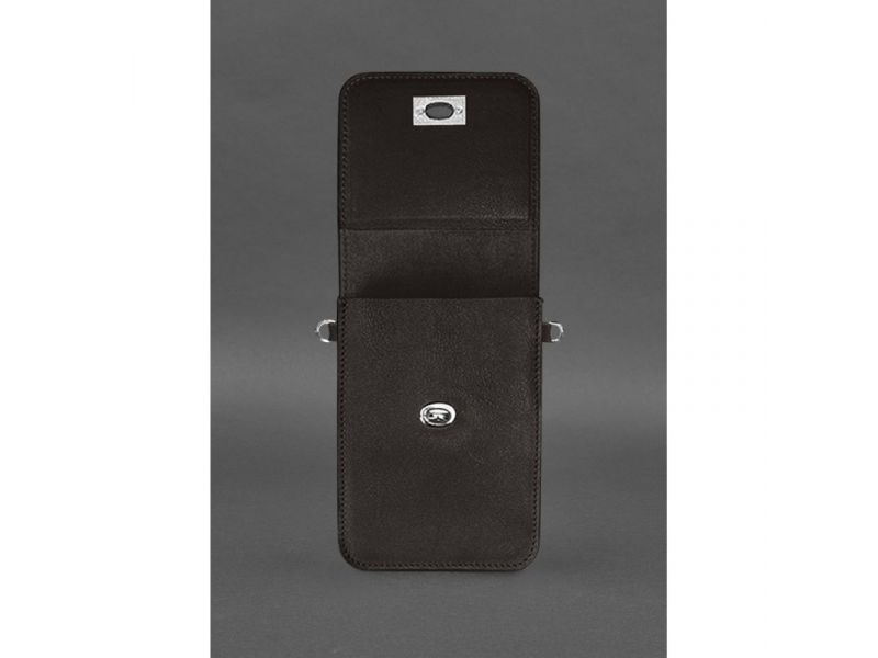 Кожаная сумка-чехол для телефона Tina Темно-коричневая, фото 4