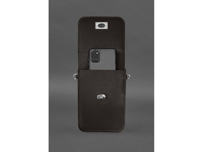 Кожаная сумка-чехол для телефона Tina Темно-коричневая, фото 5