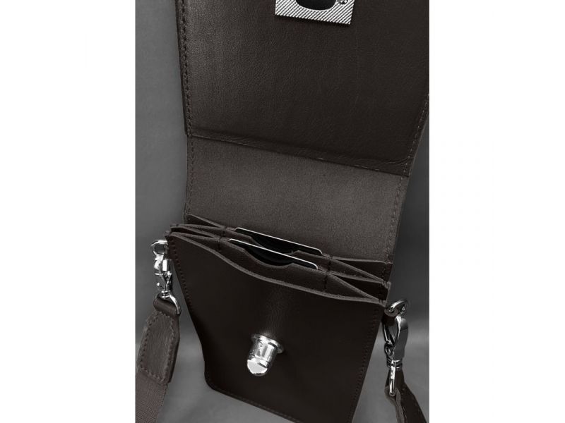 Кожаная сумка-чехол для телефона Tina Темно-коричневая, фото 6