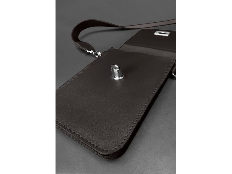 Кожаная сумка-чехол для телефона Tina Темно-коричневая, фото 7